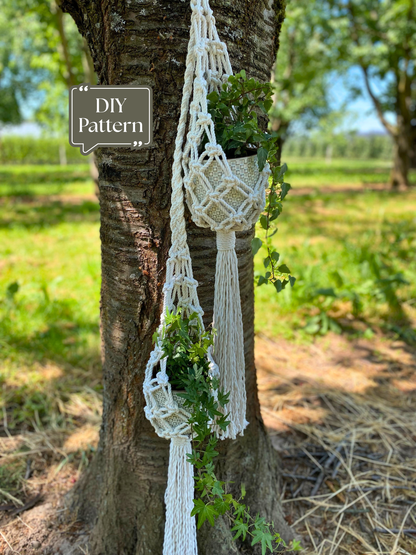 Double Macrame Plant Hanger Pattern PDF – Vertical Two-Pot Design