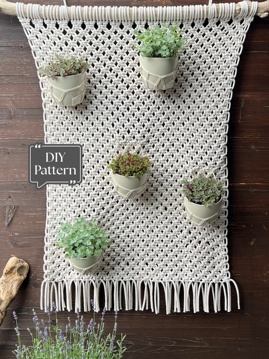 Macrame Wall Hanging Plant Holder Pattern PDF – Large Botanical Wall Panel