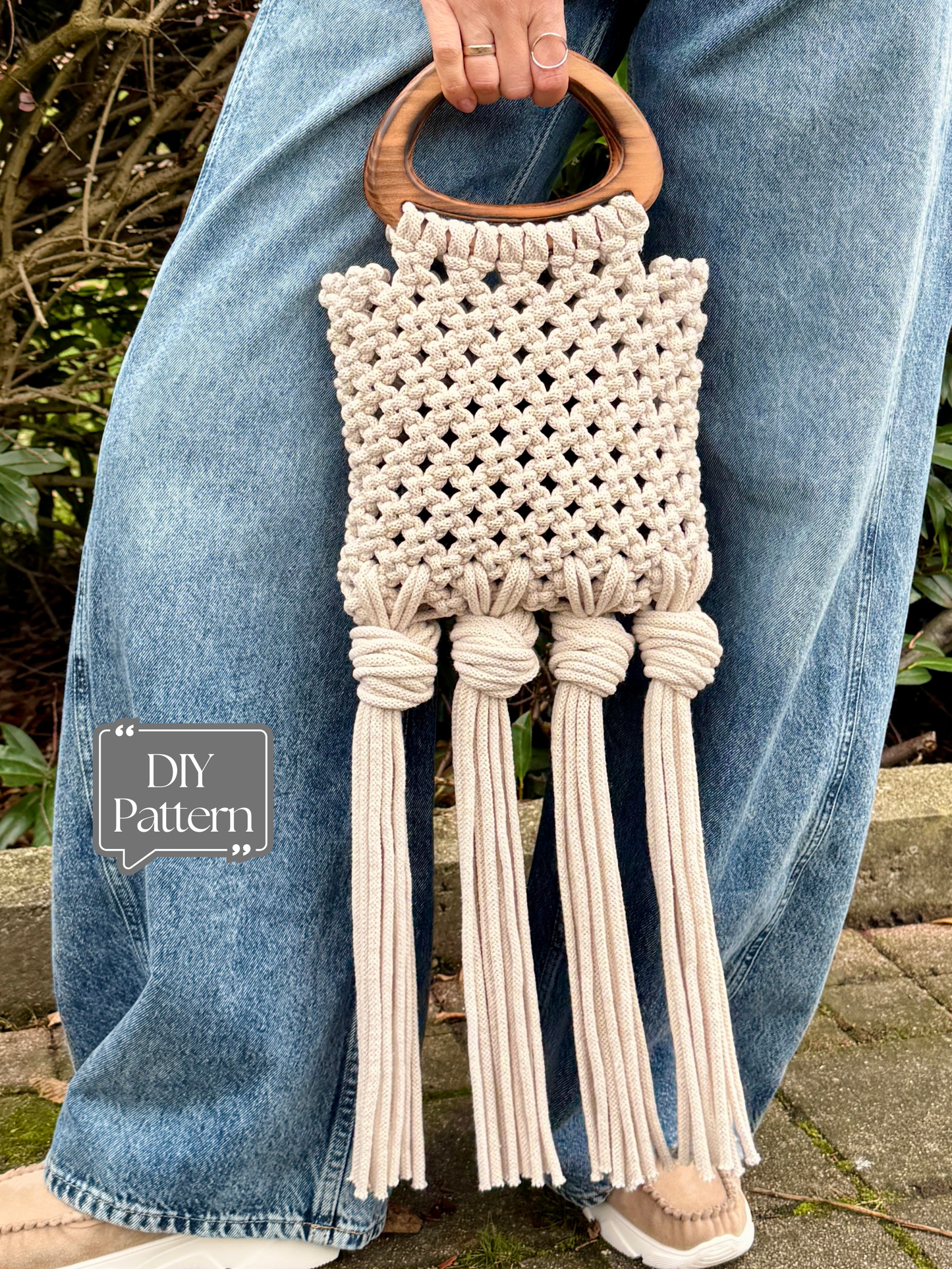 Macrame Bag DIY Pattern, How To Make Boho Chic Handbag