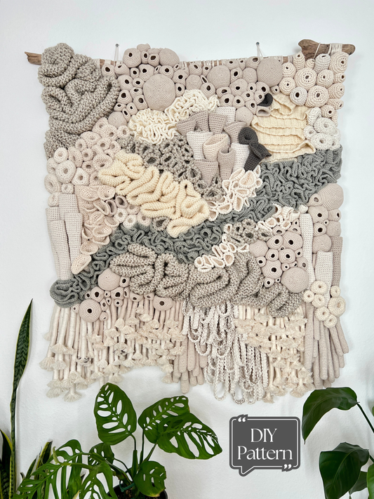 Textured wall art with a DIY pattern label on a white background