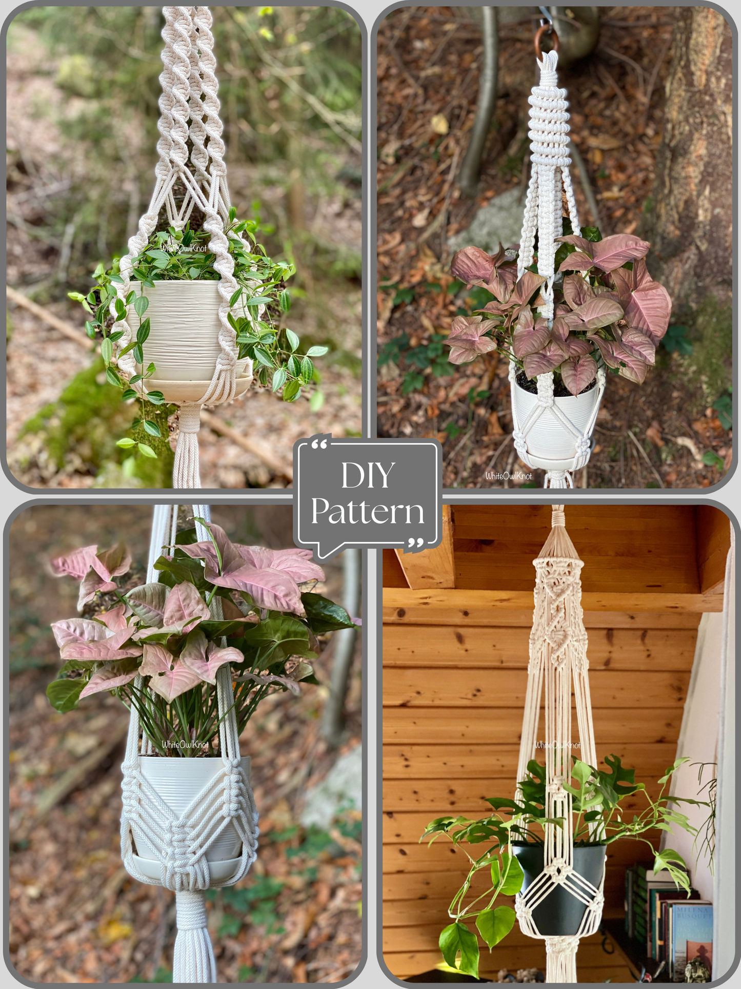 Bundle: 4 Bestseller Makramee Pflanzenampel DIY PDF-Anleitungen für Boho-Wohnkultur. Terrassen- und Balkonglück. Sofortiger Download