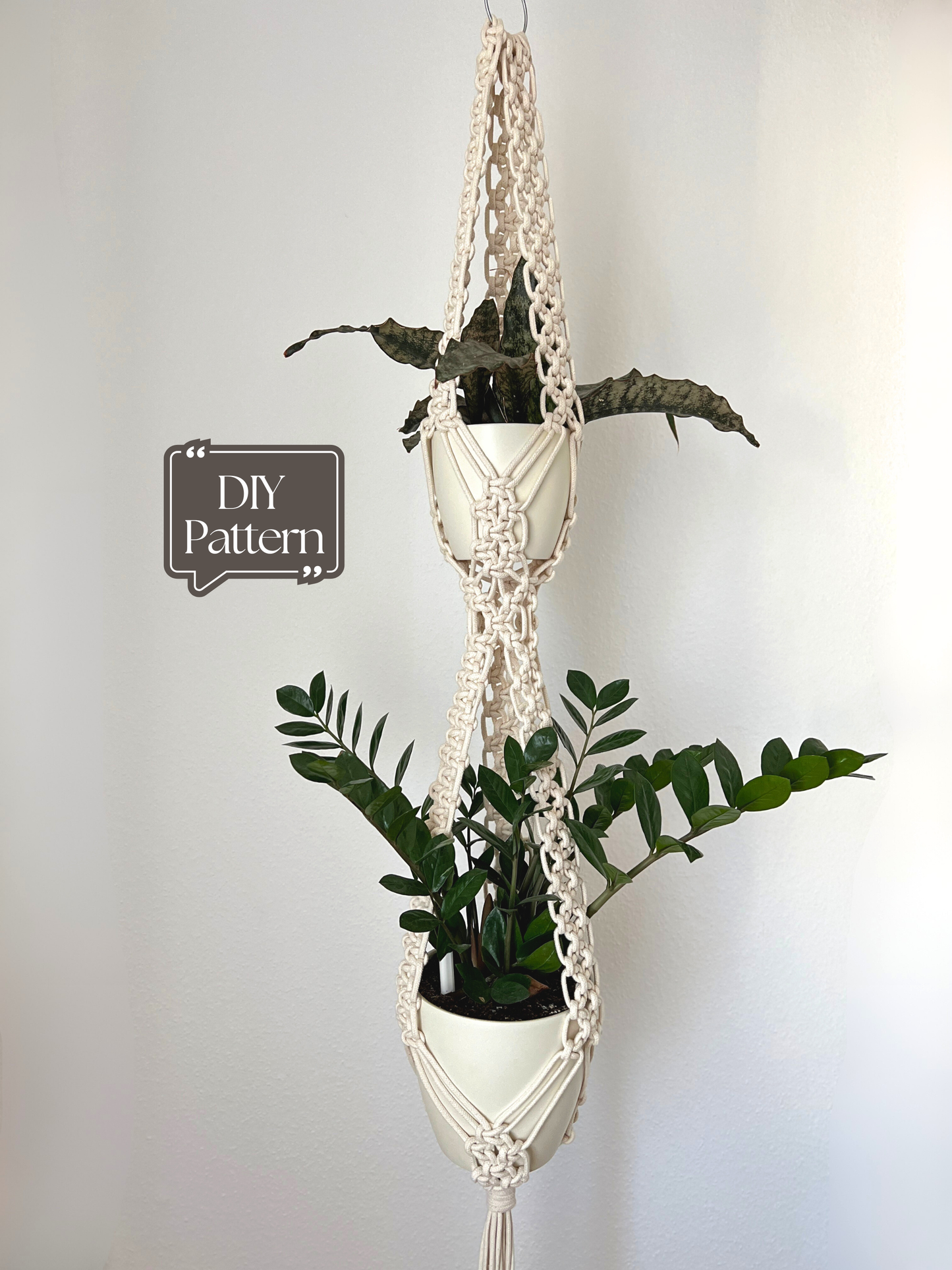 Double Macrame Plant Hanger DIY Pattern, Digital Download Instructions