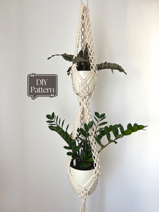 Double Macrame Plant Hanger DIY Pattern, Digital Download Instructions