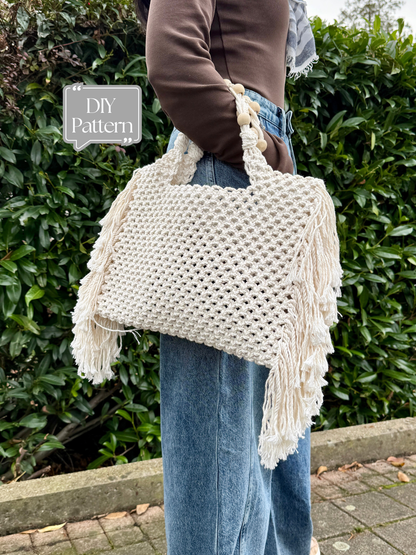 Purse Bag Macrame Pattern, How to Make Elegant Boho Bag