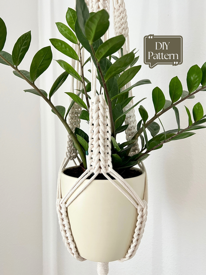 Macrame plant hanger with DIY pattern sticker