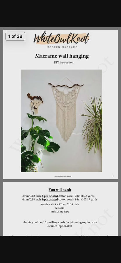 Macrame Wall Hanging Pattern - Easy Step-by-Step PDF Tutorial