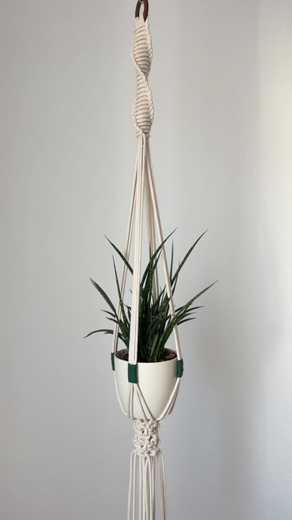 Macrame Plant Hanger Pattern, Minimalist Design with Green Accents