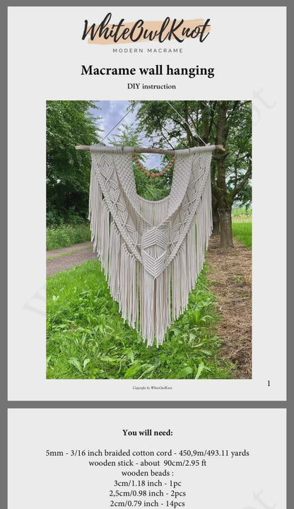 XL Macrame Wall Hanging Pattern – Beginner DIY with Knots Video Tutorial