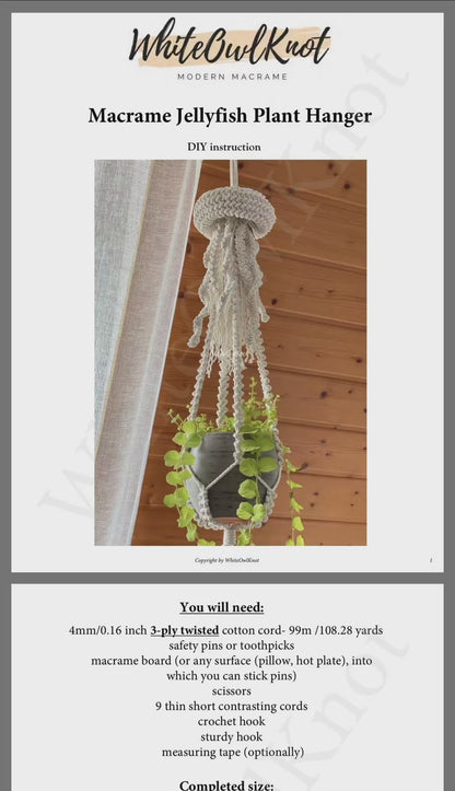 Jellyfish Macrame Plant Hanger Pattern - Easy DIY Tutorial