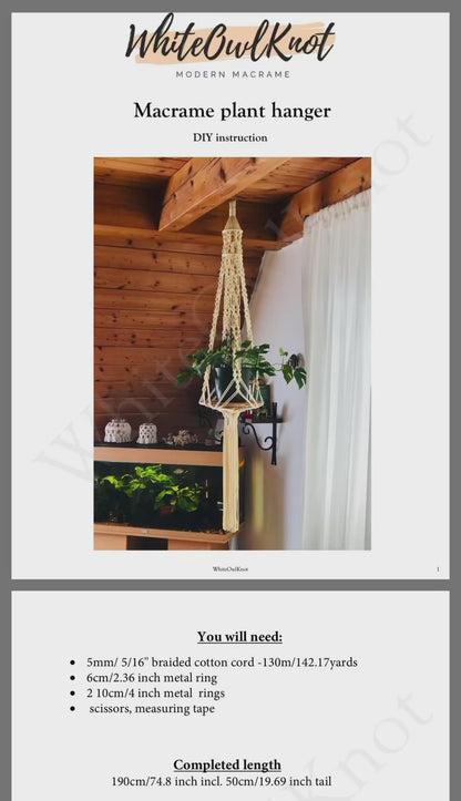 Macrame Plant Hanger DIY Pattern - for Pots of Any Size