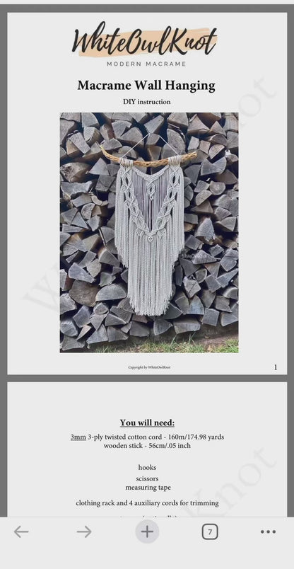 Macrame Wall Hanging Pattern – Step-by-Step PDF Instructions