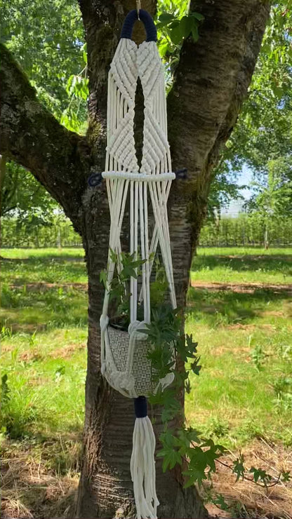 Macrame Plant Hanger Pattern PDF, Blue Accent Design