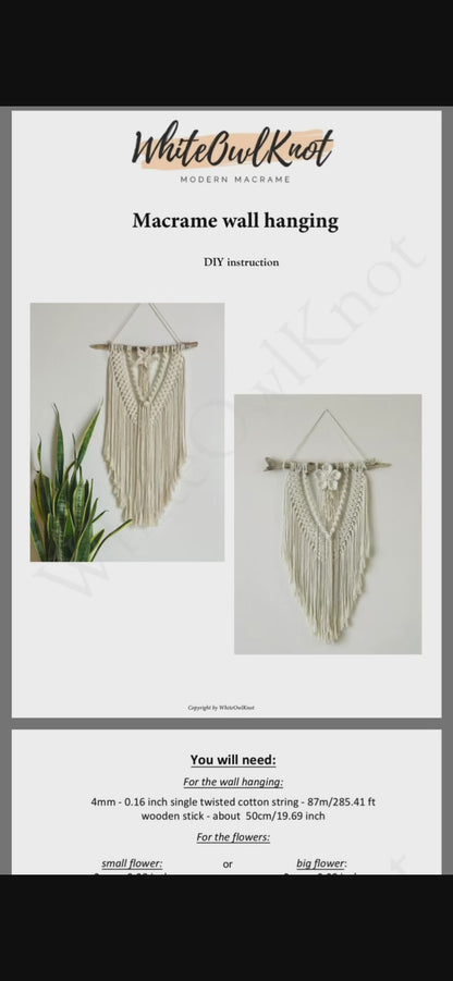 Macrame Wall Hanging Flower Pattern – Set of 3 DIY PDF Patterns