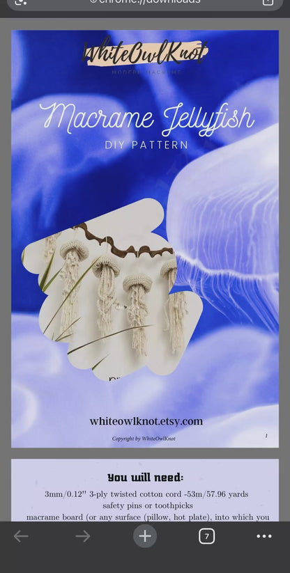 Jellyfish Macrame Pattern, 3D Macrame Decor DIY Instructions