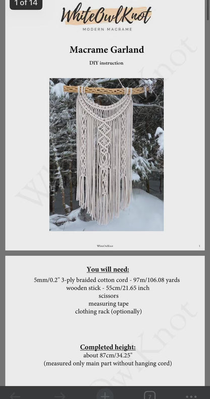 Macrame Wall Hanging Pattern – Step-by-Step PDF Instructions