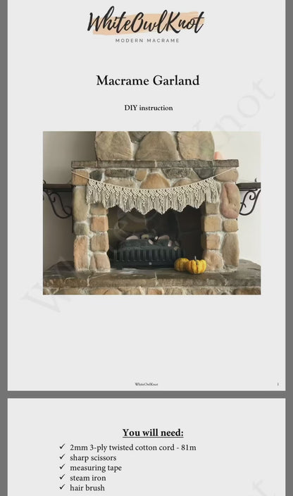 Macrame Garland Pattern PDF, Boho Wall Decor, Digital Download