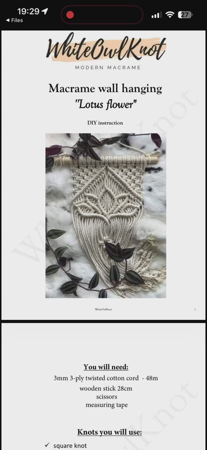 Lotus Flower Macrame Wall Hanging Pattern – DIY PDF Instructions
